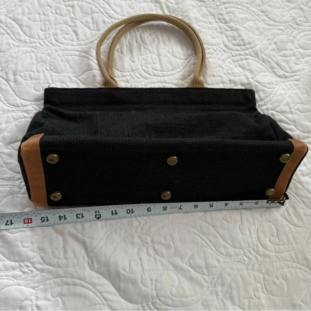 Vtg Davey’s‎ Hard to Find Black Rattan Leather Trim Carpenter’s Bag Handbag EUC